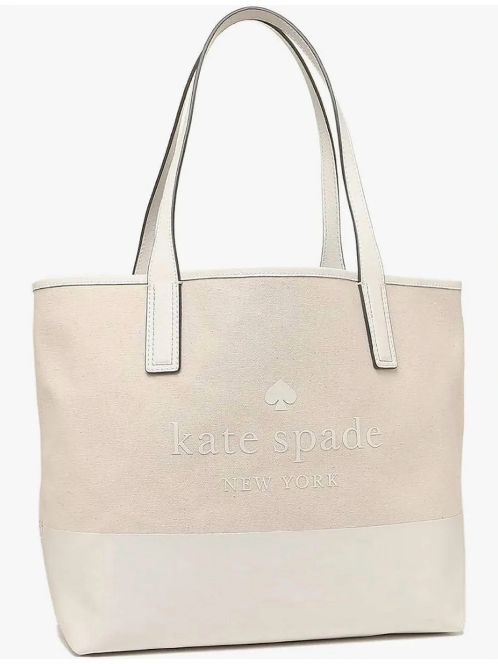 kate spade NY Ash Street Logo Beige Canvas Tote Bag